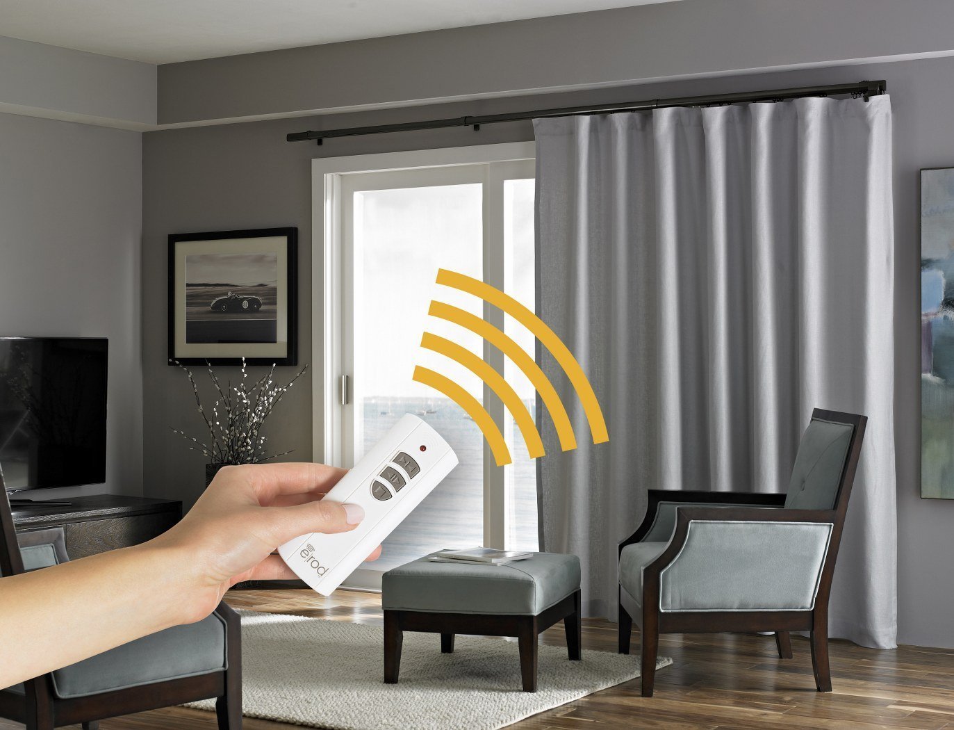 remote rèm tự động đa kênh điều khiển nhiều rèm cùng lúc trong phòng khách